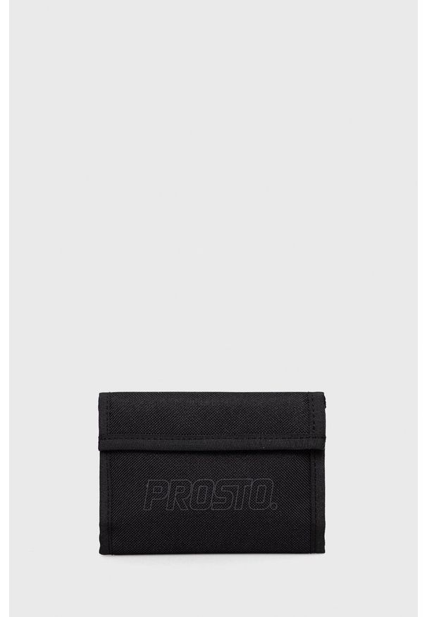 Prosto. - Prosto portfel WOLF męski kolor czarny. Kolor: czarny. Materiał: materiał. Wzór: gładki
