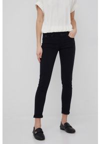 Pepe Jeans spodnie Soho damskie kolor czarny dopasowane medium waist. Kolor: czarny. Materiał: materiał #2