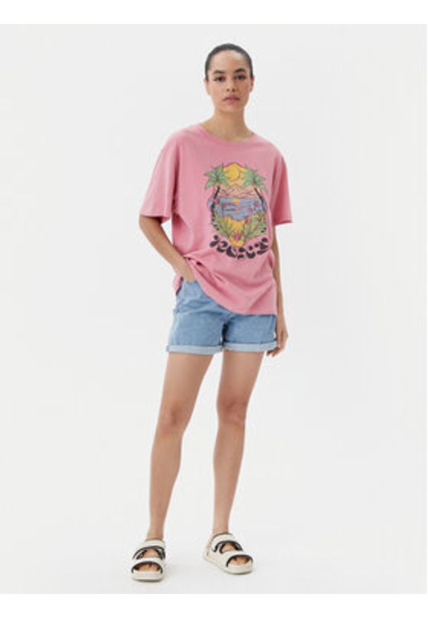 Roxy T-Shirt ERJZT05905 Różowy Oversize. Kolor: różowy. Materiał: bawełna