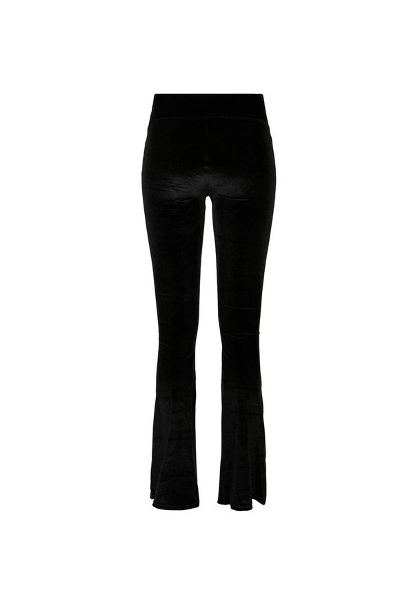 Urban Classics - Legginsy Damskie Velvet Z Wysoką Talią Bootcut. Kolor: czarny. Sport: turystyka piesza