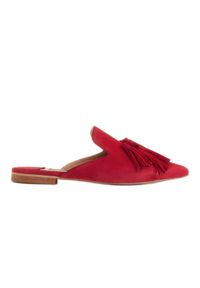 Marco Shoes Klapki z ozdobnymi frędzlami czerwone. Kolor: czerwony