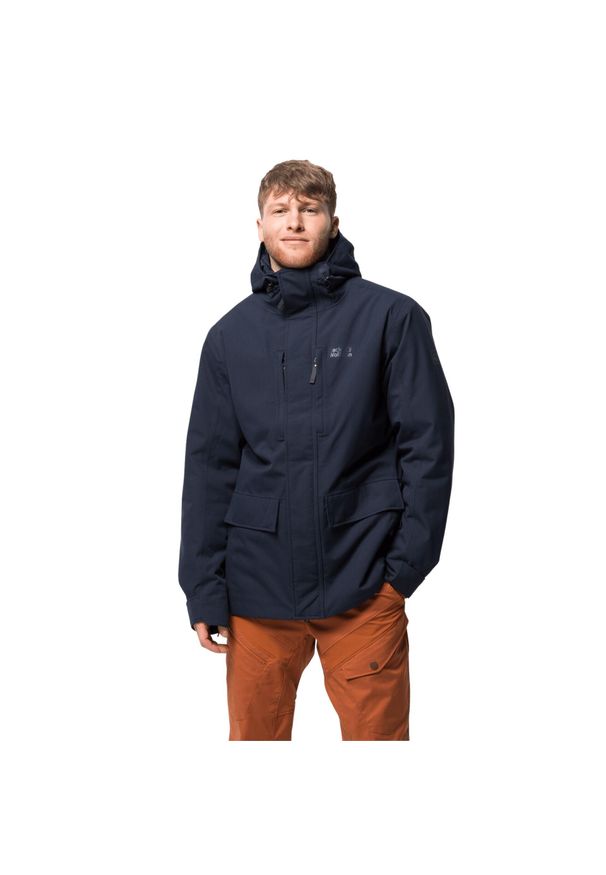 Kurtka Jack Wolfskin west coast. Kolor: niebieski. Materiał: materiał. Sezon: zima. Sport: turystyka piesza