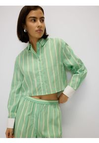 Reserved - Krótka koszula z lyocellem - jasnozielony. Kolor: zielony. Materiał: bawełna. Długość: krótkie