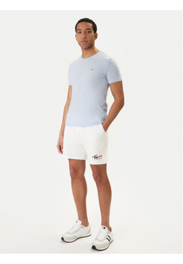 Tommy Jeans T-Shirt DM0DM20363 Błękitny Slim Fit. Kolor: niebieski. Materiał: bawełna