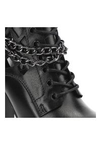Czarne Botki Carinii Eleganckie Skórzane Buty Damskie. Kolor: czarny. Materiał: skóra. Szerokość cholewki: normalna. Obcas: na słupku. Styl: elegancki #4
