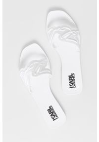 Karl Lagerfeld Klapki damskie kolor biały. Kolor: biały. Materiał: materiał, guma. Wzór: gładki