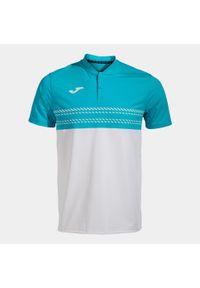 Koszulka męska Joma Smash Short Sleeve Polo white/blue XL. Typ kołnierza: polo. Kolor: biały, niebieski, wielokolorowy. Materiał: poliester