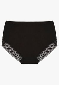 Renee - Czarne Bawełniane Majtki Figi Zdobione Koronką Idilene. Kolekcja: plus size. Kolor: czarny. Materiał: koronka, bawełna. Wzór: koronka, aplikacja