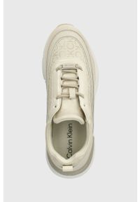 Calvin Klein sneakersy FLEXI RUNNER LACE UP - EPI MONO kolor beżowy HW0HW01662. Nosek buta: okrągły. Zapięcie: sznurówki. Kolor: beżowy. Materiał: guma #2