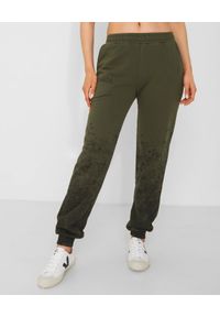 CHAOS BY MARTA BOLIGLOVA - Spodnie dresowe khaki z bawełny DIRTY. Stan: podwyższony. Kolor: zielony. Materiał: dresówka, bawełna