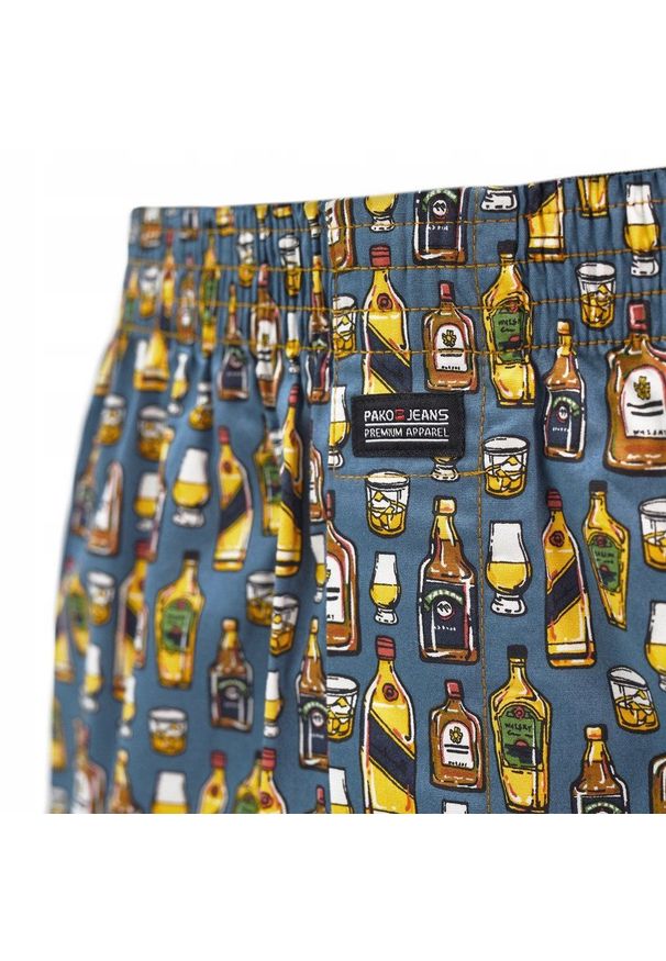 Męskie Bokserki Bawełniane - Pako Jeans - w Butelki i Kufle. Kolor: wielokolorowy. Materiał: bawełna