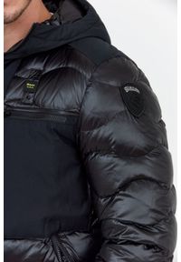 Blauer USA - BLAUER Czarna puchowa kurtka męska z kapturem. Typ kołnierza: kaptur. Kolor: czarny. Materiał: puch