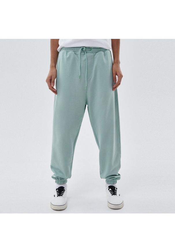 Cropp - Dresowe joggery Basic Premium - Zielony. Kolor: zielony. Materiał: dresówka