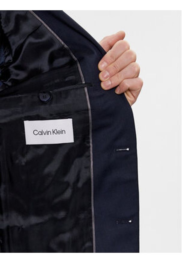 Calvin Klein Marynarka K10K112291 Granatowy Slim Fit. Kolor: niebieski. Materiał: wełna