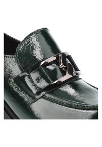 Zielone Półbuty Lemar Damskie Eleganckie Buty. Zapięcie: klamry. Kolor: zielony. Materiał: lakier, skóra. Obcas: na obcasie. Styl: elegancki. Wysokość obcasa: średni #6