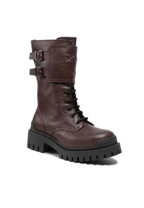 Pinko Trapery Cumino Bootie 1H2135 A072 Brązowy. Kolor: brązowy. Materiał: skóra