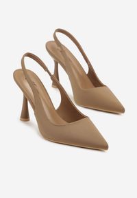 Renee - Ciemnobeżowe Sandały ze Szpiczastym Noskiem Jolaia. Nosek buta: szpiczasty. Zapięcie: bez zapięcia. Kolor: beżowy. Obcas: na szpilce #5