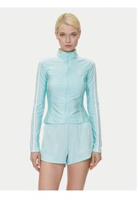 Adidas - adidas Bluza adicolor 3-Stripes JC5579 Turkusowy Slim Fit. Kolor: turkusowy. Materiał: syntetyk
