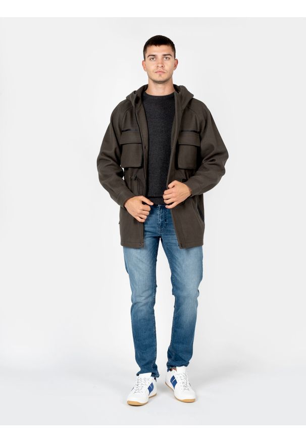 Antony Morato Parka | MMCO00703-FA100224 | Mężczyzna | Khaki. Okazja: na co dzień. Typ kołnierza: kaptur. Kolor: brązowy. Materiał: wełna, akryl, poliester. Styl: casual