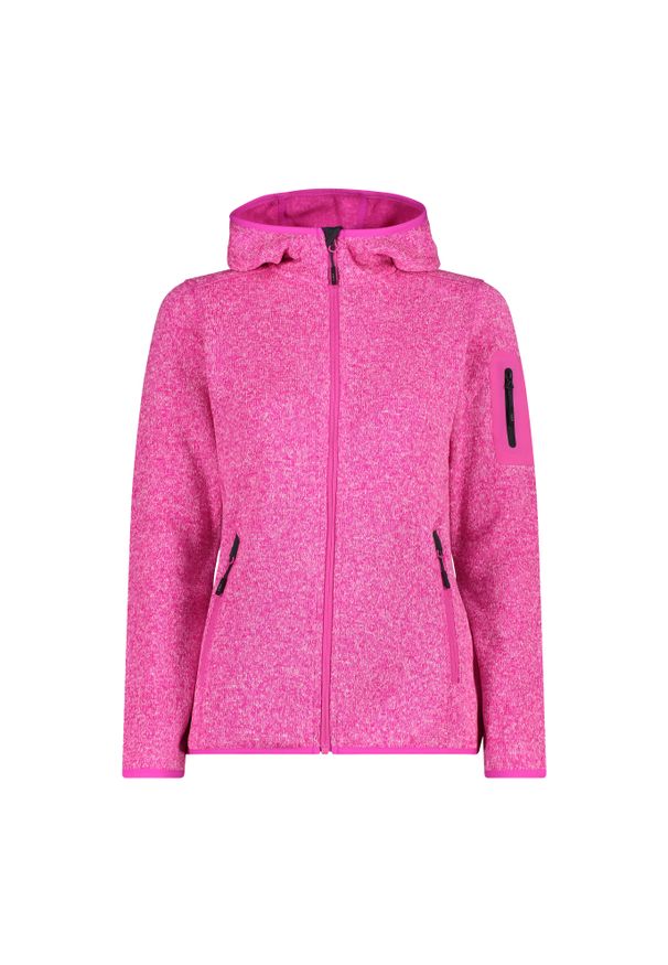Polar damski CMP Londra Fix Hood Jacket Knitted. Kolor: różowy. Materiał: polar. Sport: turystyka piesza