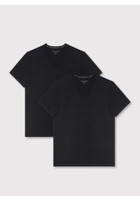 Pako Lorente - PAKO LORENTE – T-shirt v-neck w czarnym kolorze, dwupak. Kolor: czarny, biały. Materiał: bawełna, elastan. Długość rękawa: krótki rękaw. Długość: krótkie
