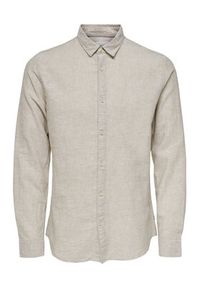 Only & Sons Koszula Caiden 22012321 Beżowy Slim Fit. Kolor: beżowy. Materiał: len, bawełna