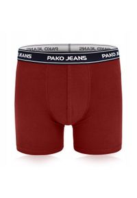 Bawełniane, Klasyczne Bokserki Męskie - Pako Jeans - Bordowe. Kolor: czerwony. Materiał: elastan, bawełna #1