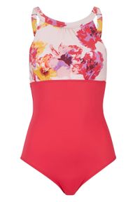 Kostium kąpielowy, przyjazny dla środowiska bonprix różowo-jasnoróżowy w kwiaty. Kolor: różowy. Wzór: kwiaty #1