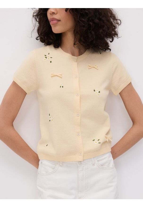 Reserved - Bluzka z wiskozą - jasnożółty. Kolor: żółty. Materiał: wiskoza