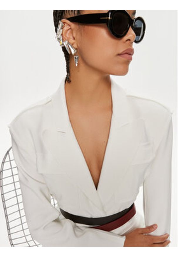 NORMA KAMALI Marynarka KK1244PLD41944 Biały Regular Fit. Kolor: biały. Materiał: syntetyk