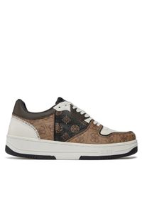 Guess Sneakersy Ancona Low FMPANC ELL12 Brązowy. Kolor: brązowy. Materiał: skóra