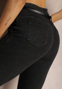 Renee - Czarne Jeansy z Talią Paper Bag Loreleisa. Kolor: czarny. Materiał: jeans #5