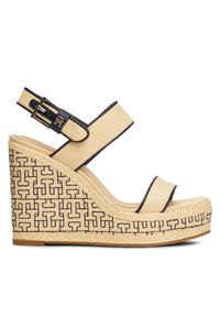 TOMMY HILFIGER - Tommy Hilfiger Sandały Platform Th Mono Rafia Wedge FW0FW08052 Beżowy. Kolor: beżowy. Obcas: na platformie