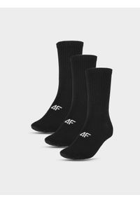 4f - Skarpety casual za kostkę (3-pack) damskie - czarne. Kolor: czarny. Materiał: włókno, poliamid, bawełna, materiał