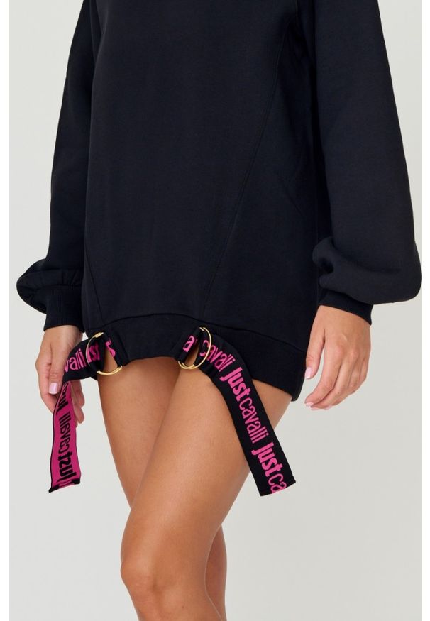 Just Cavalli - JUST CAVALLI Czarna damska bluza R LOGO CRYSTAL, Rozmiar XS. Kolor: czarny. Długość: długie