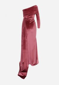 Born2be - Ciemnoróżowa Asymetryczna Sukienka Maxi na Jedno Ramie Wistel. Kolor: różowy. Typ sukienki: asymetryczne. Długość: maxi #5