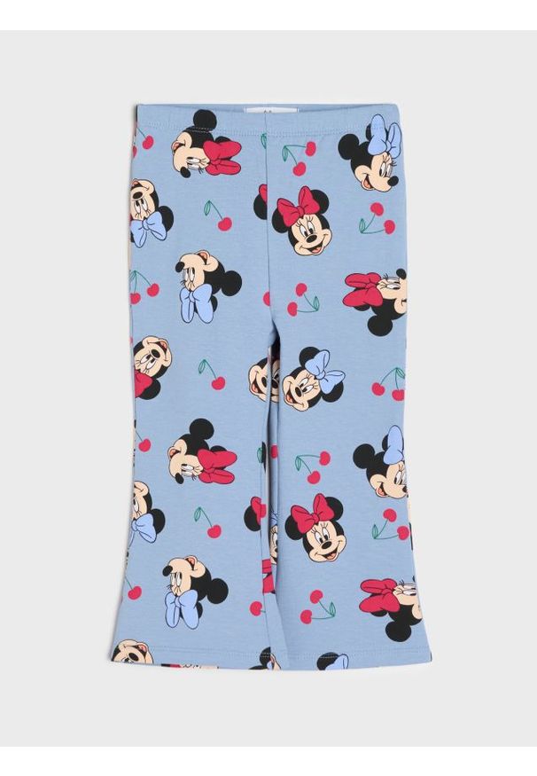 Sinsay - Spodnie flare ze wzorem Minnie Mouse - niebieski. Kolor: niebieski. Wzór: motyw z bajki