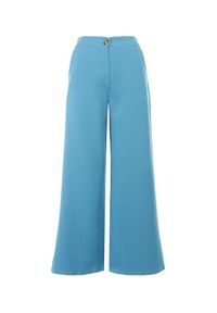 Born2be - Niebieskie Spodnie Szerokie Antile. Stan: podwyższony. Kolor: niebieski. Materiał: koronka. Długość: krótkie. Wzór: gładki. Styl: elegancki #2