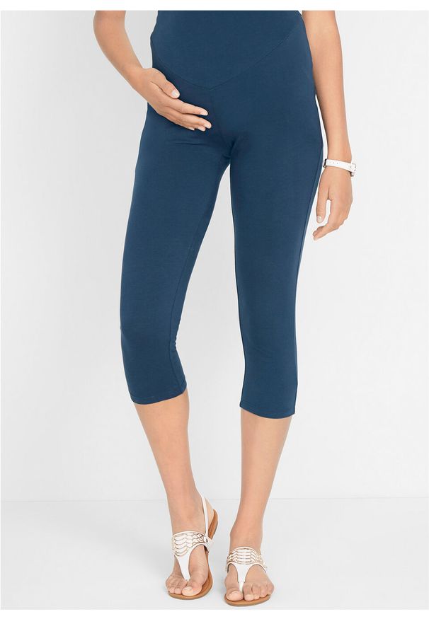 Legginsy ciążowe rybaczki (2 pary) bonprix czarny + ciemnoniebieski. Kolekcja: moda ciążowa. Kolor: czarny