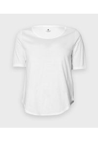 MegaKoszulki - Damska koszulka trzy czwarte (bez nadruku, gładka) - biała. Kolor: biały. Wzór: gładki #1