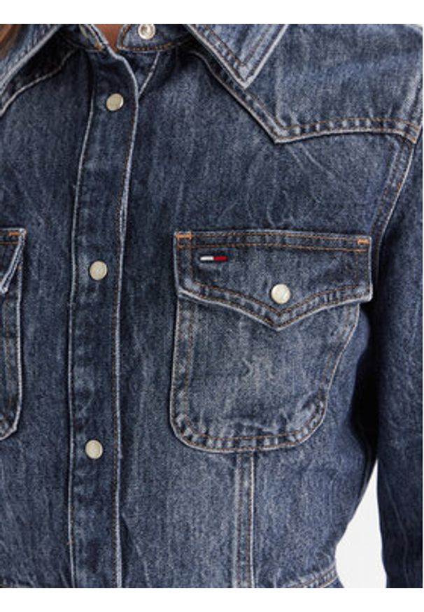 Tommy Jeans Sukienka jeansowa Western DW0DW21635 Niebieski Regular Fit. Kolor: niebieski. Materiał: bawełna