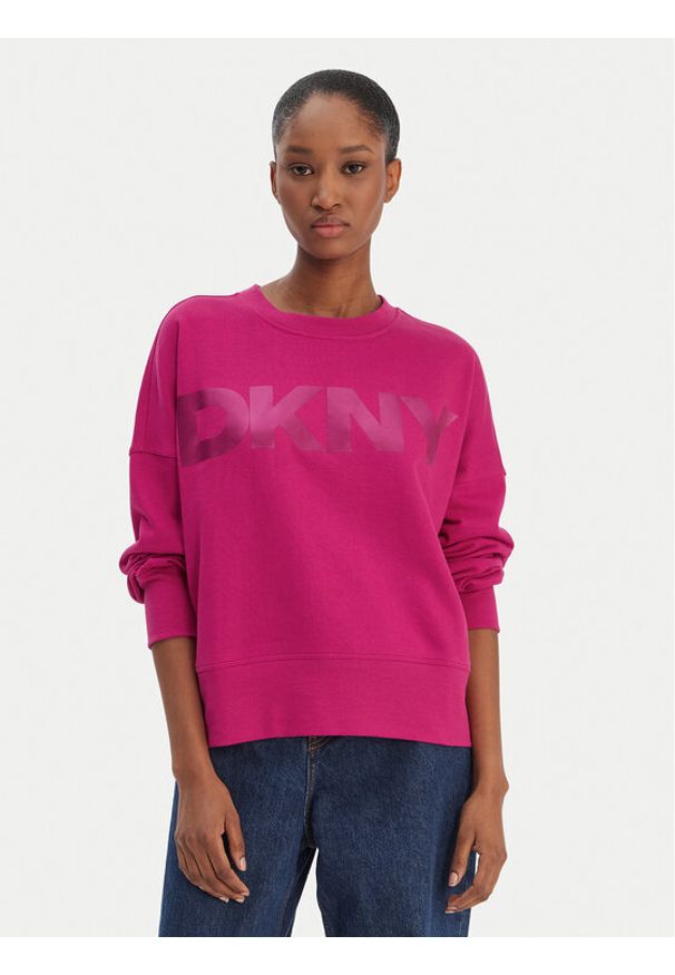 DKNY Sport Bluza DP6T1561 Różowy Oversize. Kolor: różowy. Materiał: bawełna. Styl: sportowy