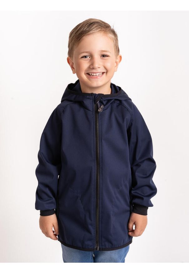 UNUO - Dziecięca kurtka softshell bez ocieplenia elastyczna Basic, Tm. Niebiesko-czarny. Kolor: niebieski. Materiał: softshell. Sezon: lato, jesień, wiosna