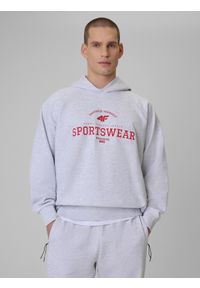 4f - 4F Bluza dresowa loose z kapturem męska - szara S. Okazja: na spacer, na co dzień, na uczelnię. Typ kołnierza: kaptur. Kolor: szary. Materiał: dresówka. Styl: casual, klasyczny #1