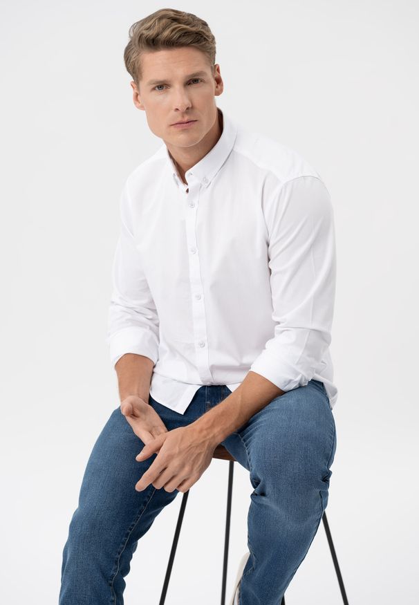 Volcano - Koszula z długim rękawem K-UPLO. Okazja: na co dzień. Typ kołnierza: button down. Kolekcja: plus size. Materiał: włókno, materiał, prążkowany, bawełna, skóra. Długość rękawa: długi rękaw. Długość: długie. Styl: casual, klasyczny, sportowy