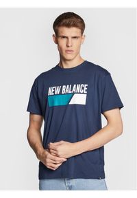 New Balance T-Shirt MT23901 Granatowy Relaxed Fit. Kolor: niebieski. Materiał: bawełna