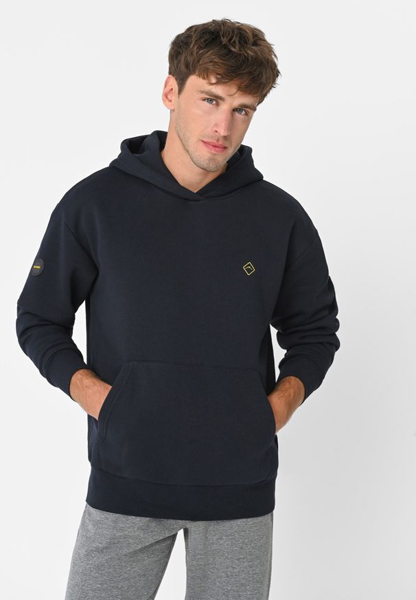 Volcano - Bluza kangurka B-CARO. Okazja: na co dzień. Typ kołnierza: kaptur. Materiał: poliester, bawełna, materiał. Wzór: aplikacja, gładki. Styl: casual