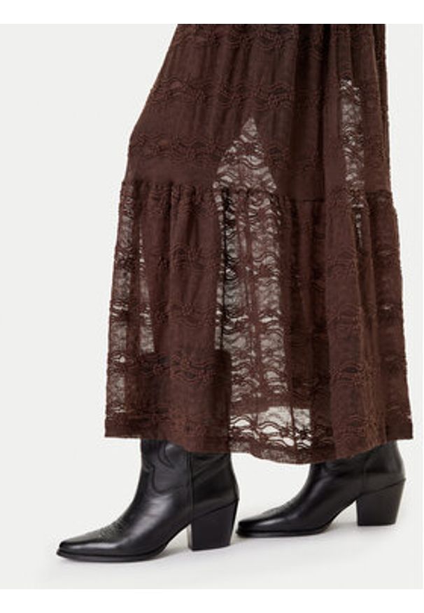 only - ONLY Spódnica maxi Luna 15353206 Brązowy Regular Fit. Kolor: brązowy. Materiał: syntetyk, bawełna