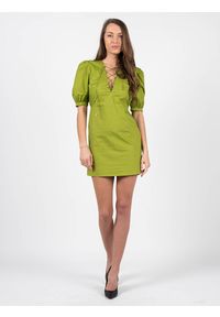 Patrizia Pepe Sukienka | 2A2343 A9B9 | Kobieta | Zielony. Kolor: zielony. Materiał: bawełna. Wzór: aplikacja. Typ sukienki: dopasowane. Długość: mini #1