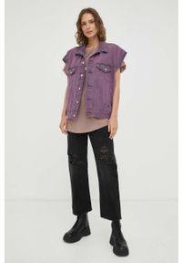 Levi's® - Levi's bezrękawnik jeansowy kolor fioletowy przejściowy. Okazja: na spotkanie biznesowe. Kolor: fioletowy. Materiał: jeans. Długość rękawa: bez rękawów. Styl: biznesowy #6